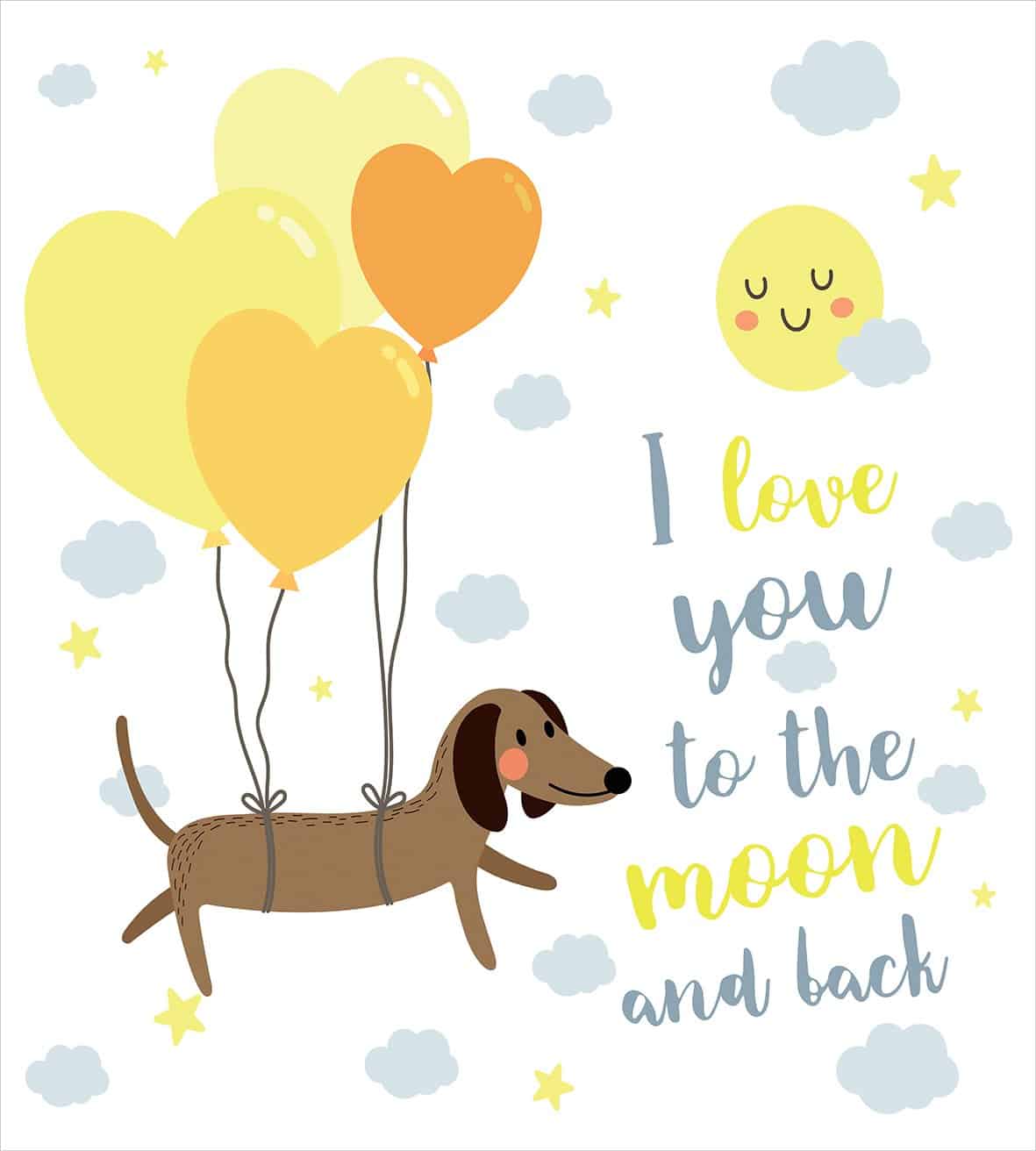 Ambesonne Juego de Funda Nórdica I Love You, Perros Globos - Imagen 3
