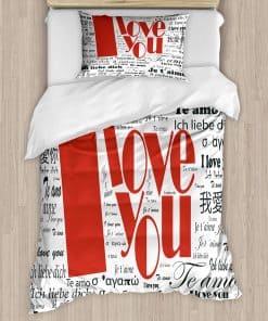 Juego de Funda de Edredón I Love You de Ambesonne, Palabras