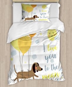 Ambesonne Juego de Funda Nórdica I Love You, Perros Globos