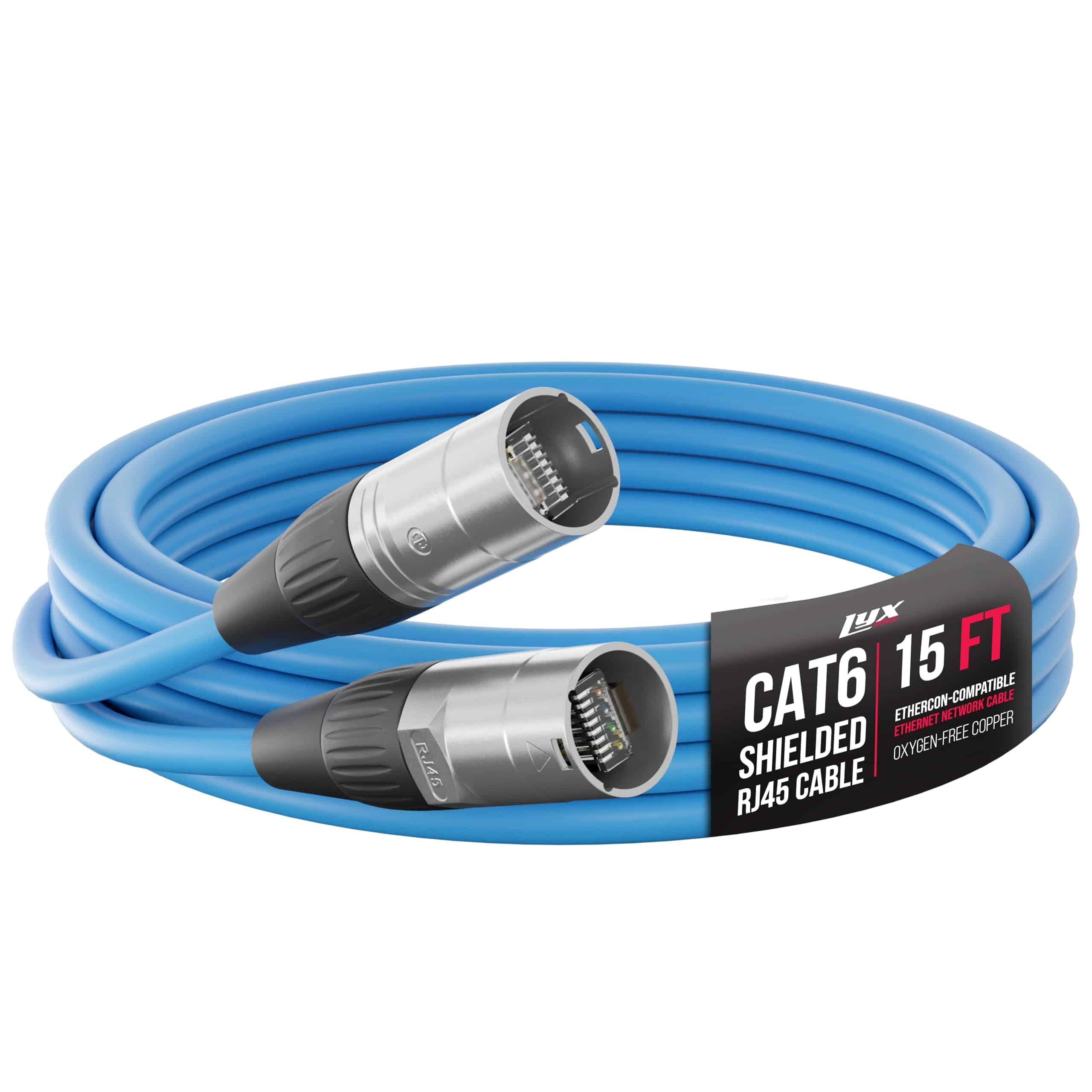 Cable Ethercon CAT6 blindado de 15 pies LyxPro - Cable RJ45