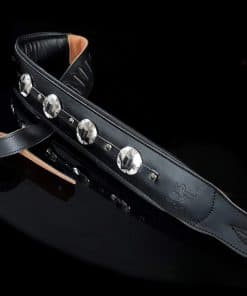 Correa de guitarra baja con doble acolchado de cuero negro