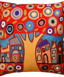 Funda de Almohada Roja Árbol de la Vida de Diseños Kashmir