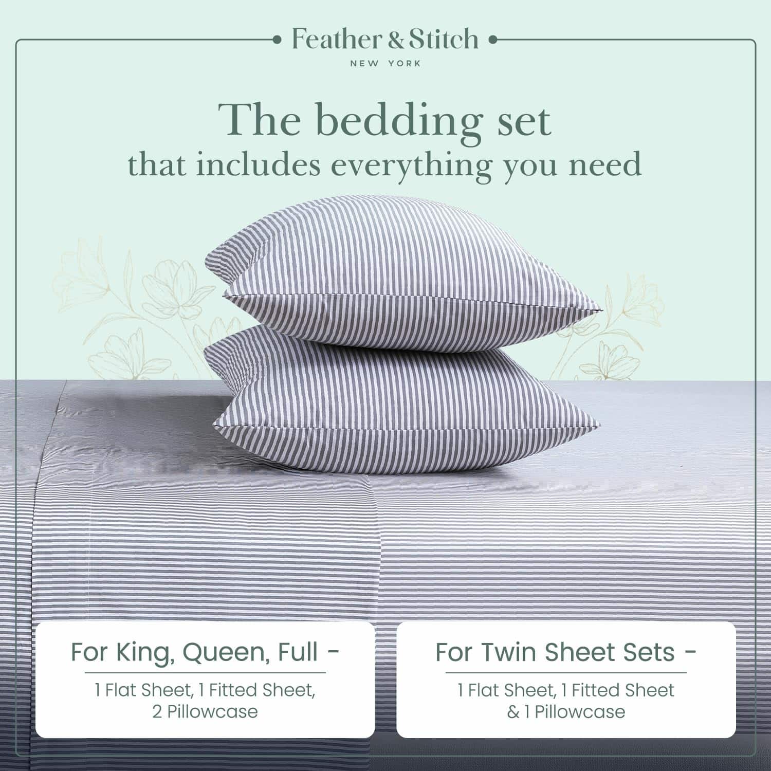 Juego de Sábanas de Algodón 100% Feather & Stitch, 300 - Imagen 7