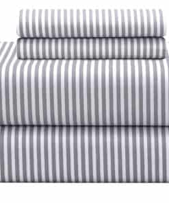 Juego de sábanas de algodón 100% Feather & -Gris Raya