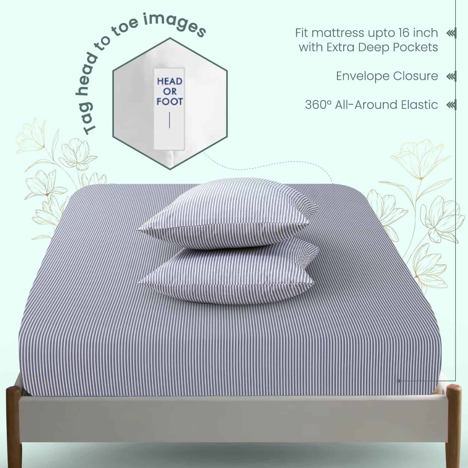 Juego de Sábanas de Algodón 100% Feather & Stitch, 300 - Imagen 5