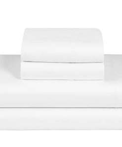 Juego de sábanas de algodón 100% Feather & -Blanco