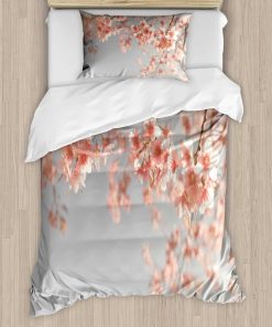 Set de Funda nórdica Ambesonne Peach, Escena Japonesa Árbol