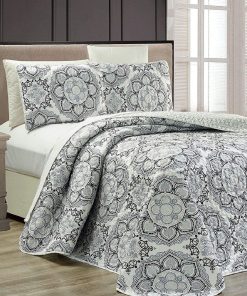 Set de Colcha Acolchada Reversible para Cama King de 3