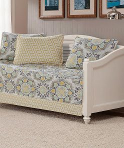 Juego de Cubrecama Acolchado de 5 Piezas para -Amarillo Flor