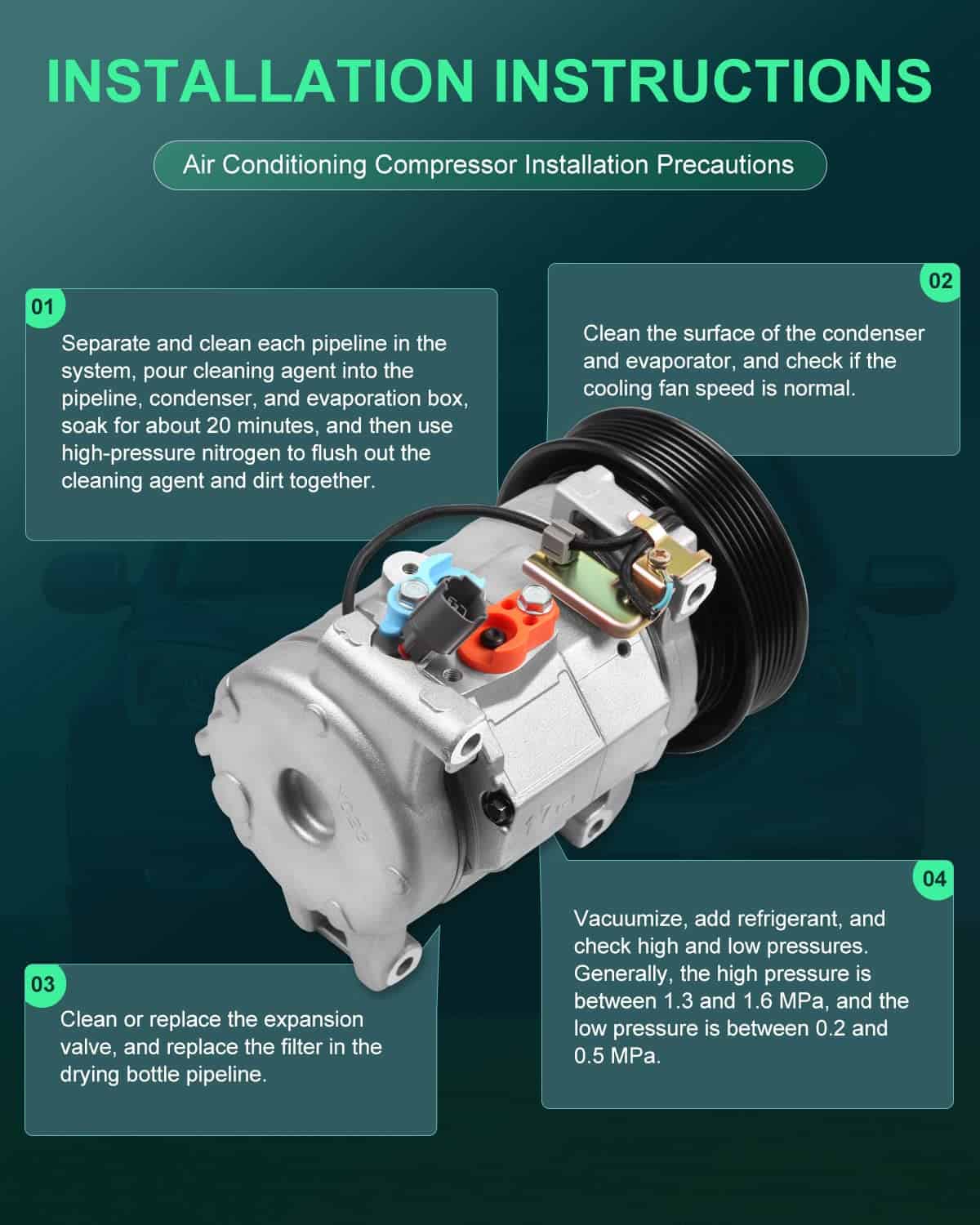 Compresor de Aire Acondicionado SCITOO para Honda Accord - Imagen 8