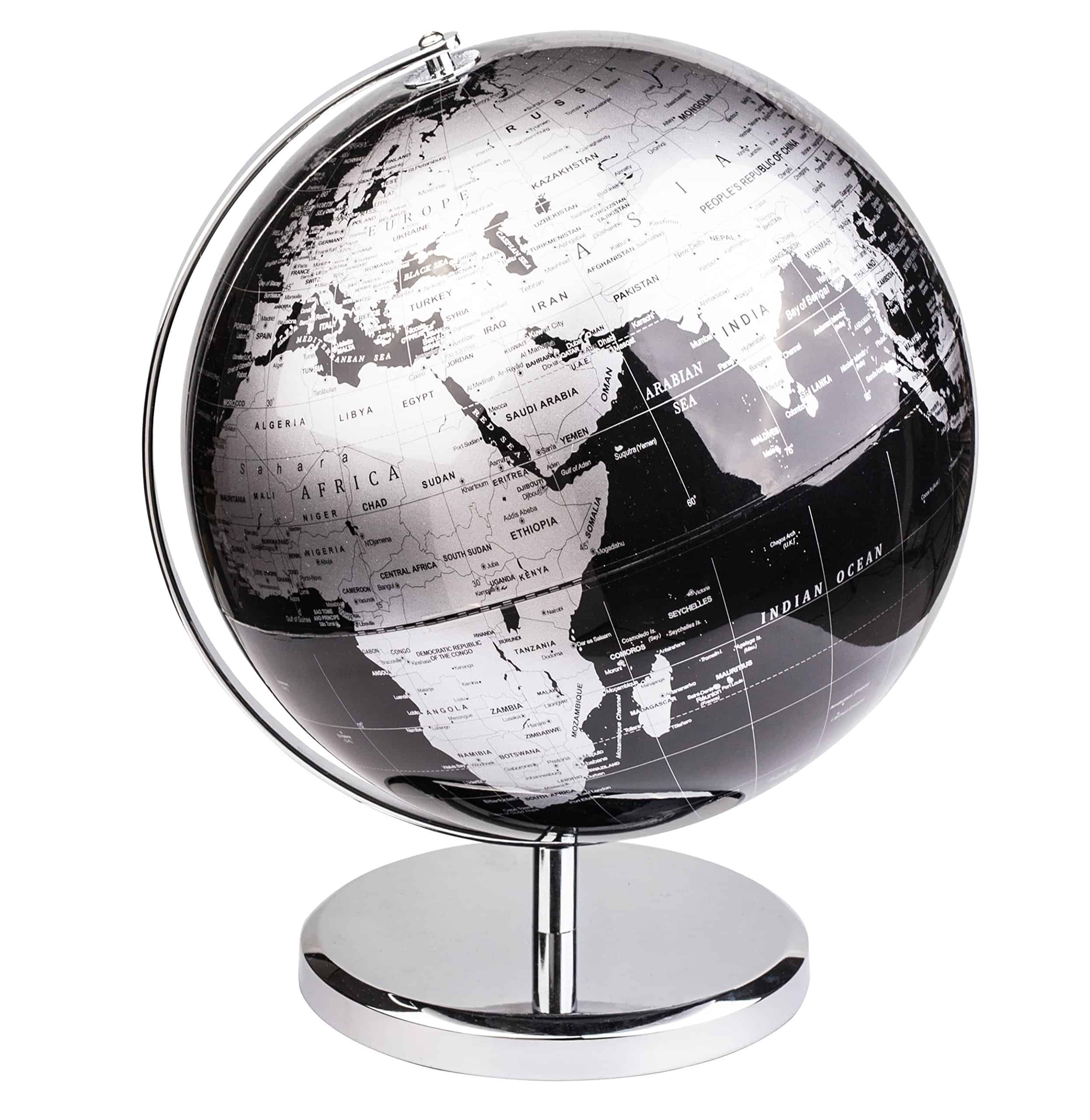 Globo Terrestre Exerz de 12" Negro - Arco y Base de Acero