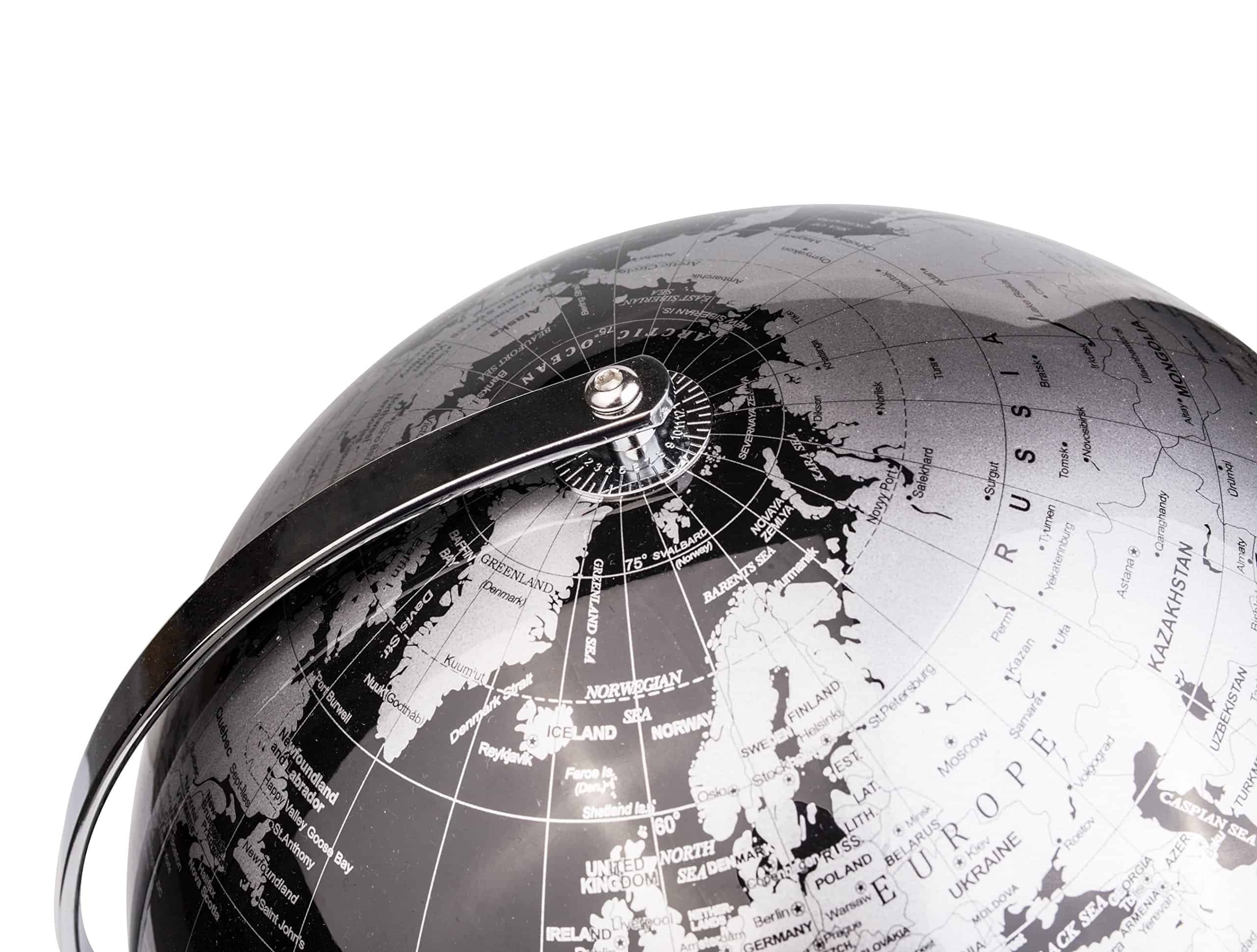 Globo Terrestre Exerz de 12" Negro - Arco y Base de Acero - Imagen 7