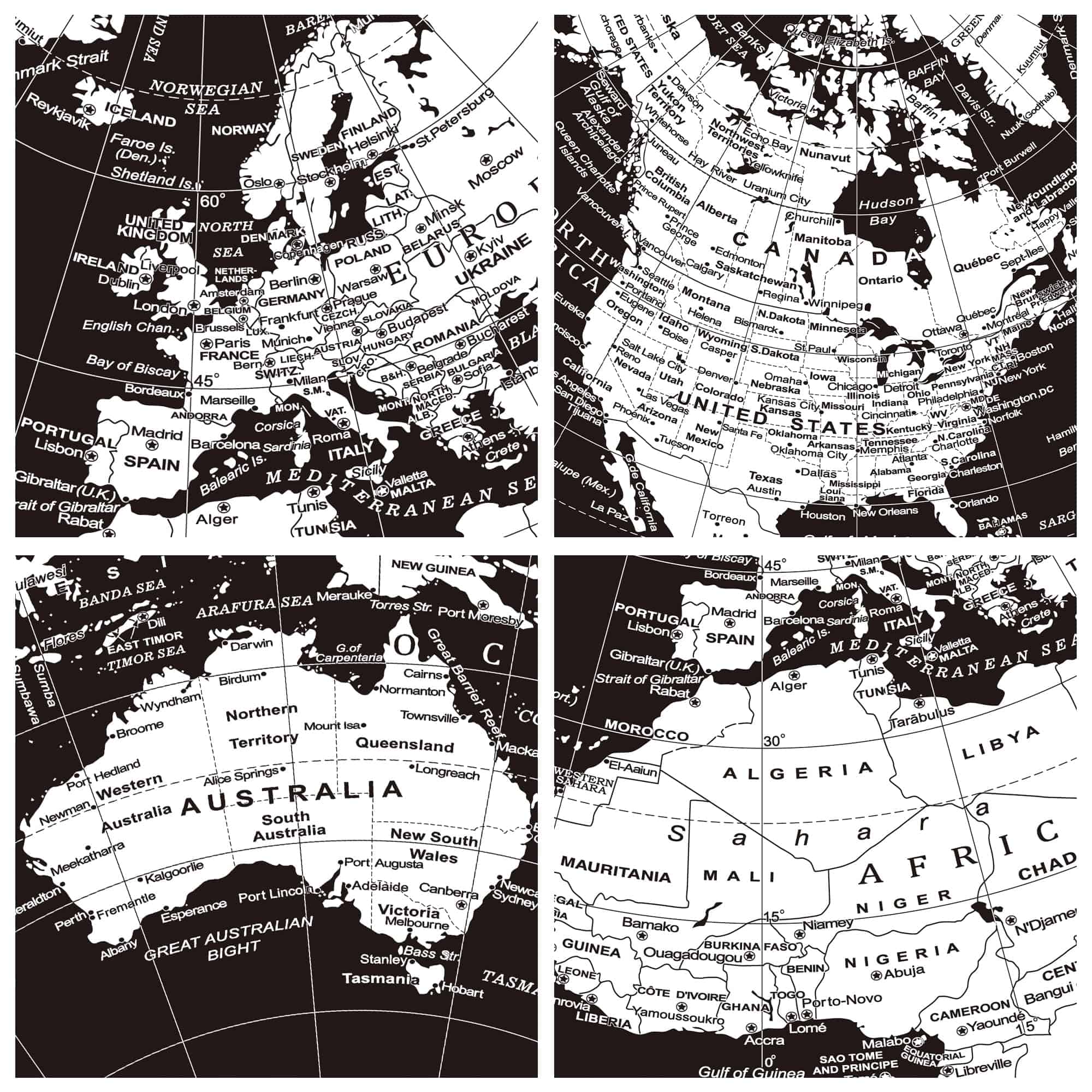 Globo Terrestre Exerz de 12" Negro - Arco y Base de Acero - Imagen 5
