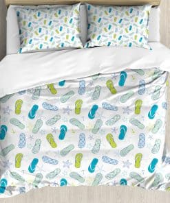 Lunarable Juego de Funda Nórdica Náutica, Chanclas Playa