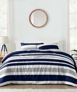 Juego de Cama de Rayas para Niños y Adolescentes en Azul