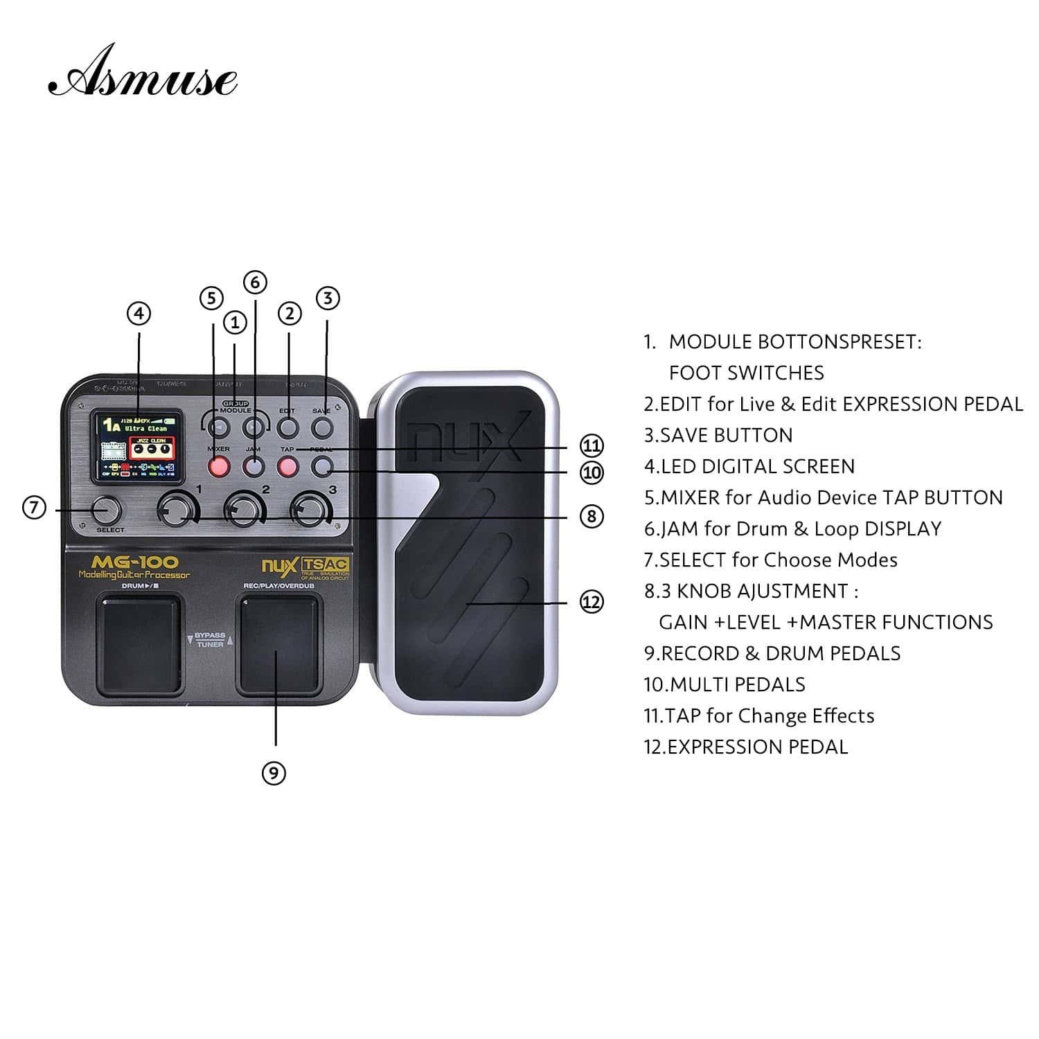 Pedal de Efectos Multifuncional Profesional MG-100 para - Imagen 3