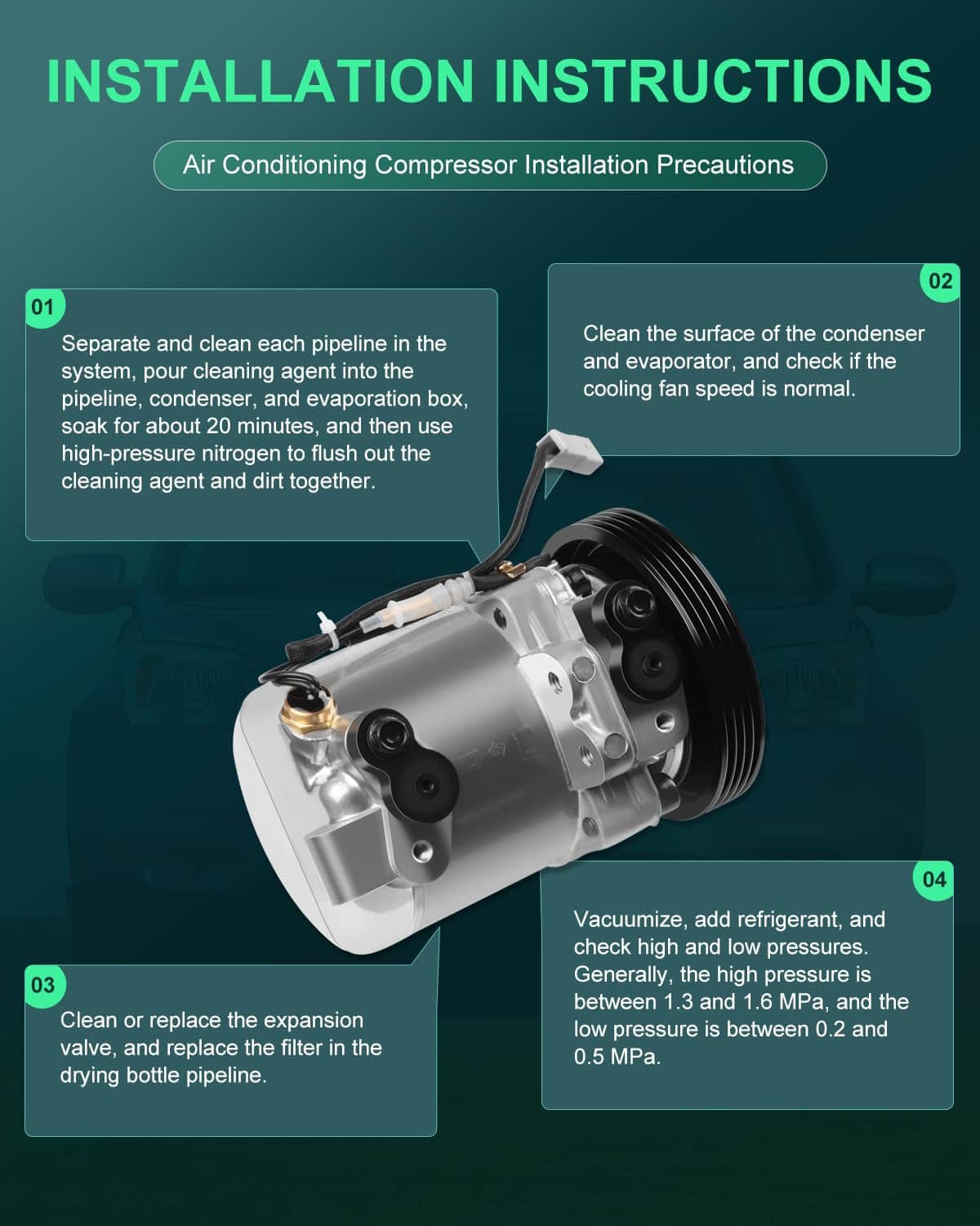 Compresor de Aire Acondicionado SCITOO 1999-2005 para Grand - Imagen 8