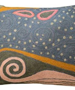 Funda de almohada lumbar azul Kashmir Designs Klimt Art