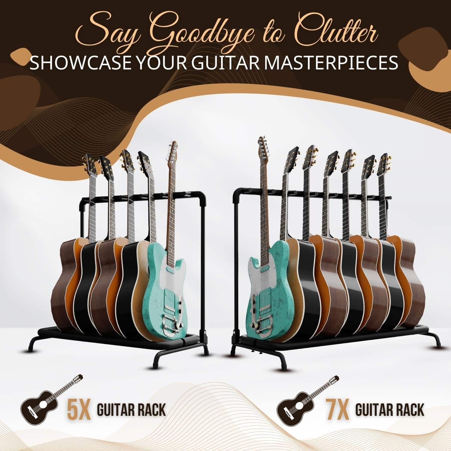 Flexzion 7 Guitar Stand Rack - Soporte de Metal para 7 - Imagen 6