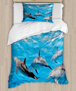 Juego de funda de edredón Ambesonne Dolphin, Fotografía