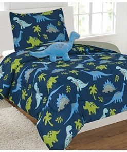 Juego de Edredón de Dinosaurios Azul Claro Azul Gris Verde