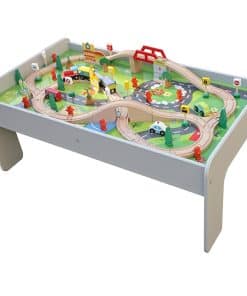 Mesa de tren Pidoko Kids, Gris con 90 Piezas de Tren y
