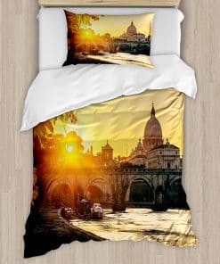 Juego de Funda Nórdica Ambesonne Fall, Atardecer en el río