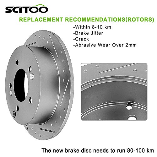 Kit de Frenos Traseros SCITOO Discos de Freno Ranurados y - Imagen 4