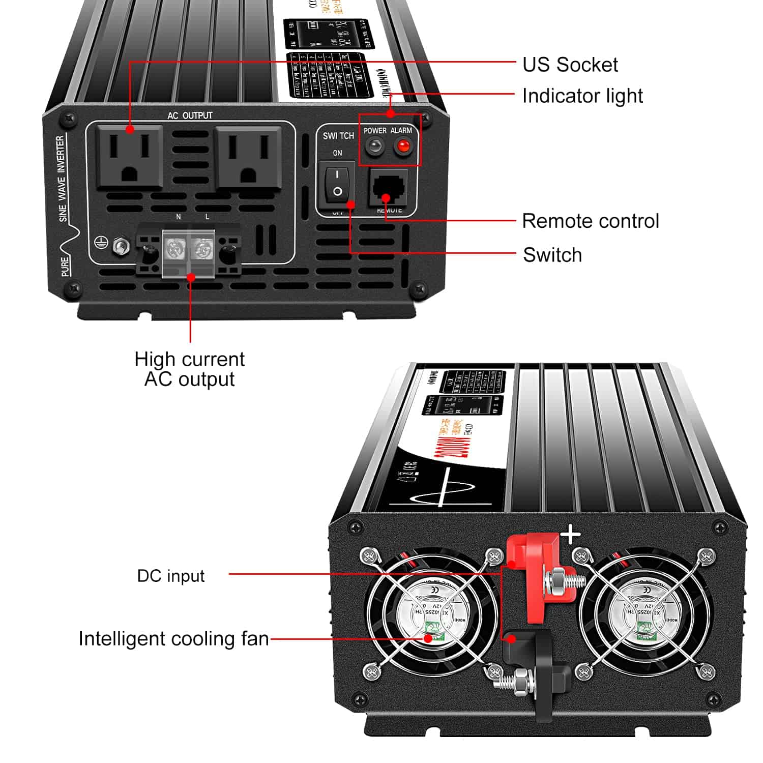 Inversor de Onda Sinusoidal Pura de 2000W (Potencia Pico - Imagen 3