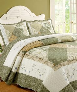 Juego de Ropa de Cama Acolchado de Patchwork Floral Real