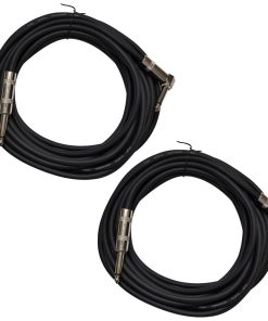Par de Cables de Guitarra Negro de 20 Pies con Ángulo Recto