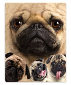 Mantas de sofá cama SXCHEN Plush Throw Blanket Funny Pug