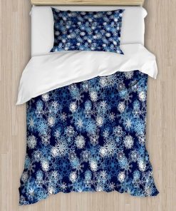 Juego de funda nórdica de invierno Ambesonne, varios copos