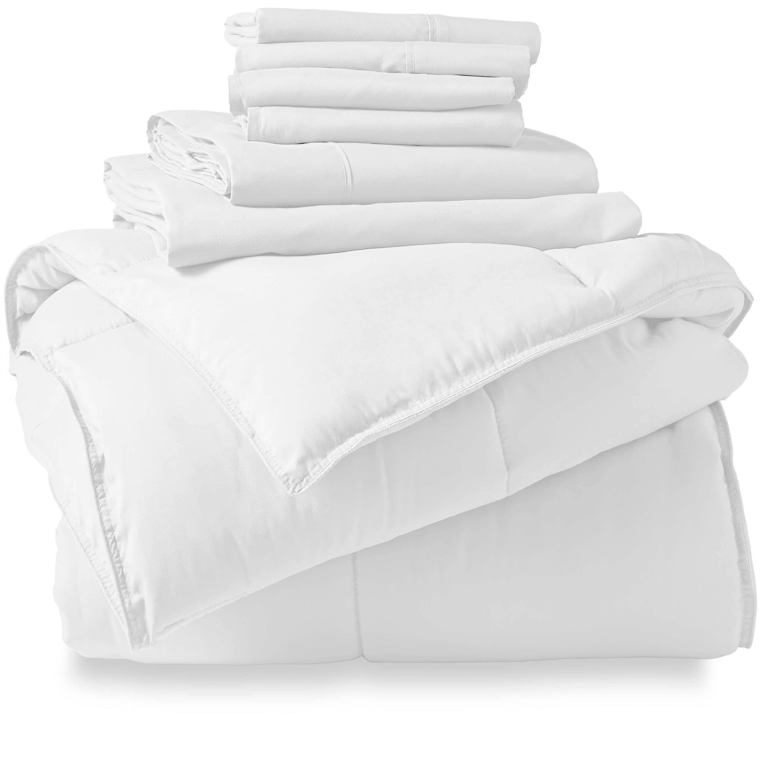 Juego de cama Bare Home Bed-in-A-Bag de 7 -Blanco/Blanco