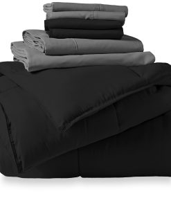 Juego de Cama Bare Home Bed-in-A-Bag de 7 -Negro/Gris