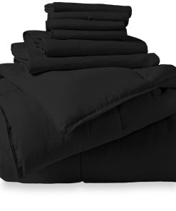 Juego de Cama Bare Home Bed-in-A-Bag de 7 -Negro/Negro