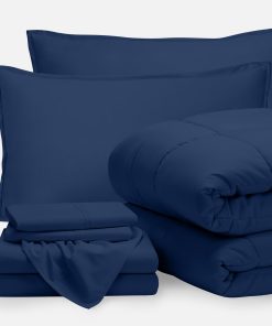 Juego de cama Bare Home Bed-in-A-Bag de 7 -Azul oscuro