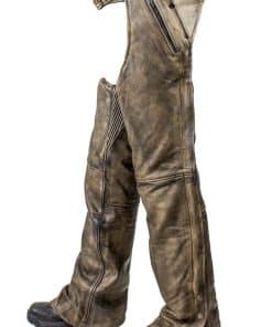 Pantalón de moto para hombre 4 bolsillos de cuero marrón