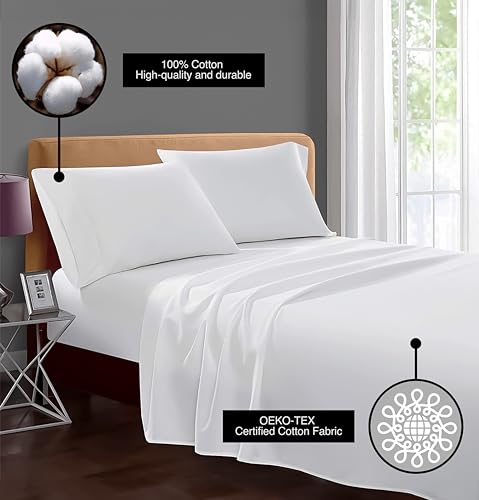 Juego de sábanas de algodón egipcio de tamaño completo de - Imagen 7