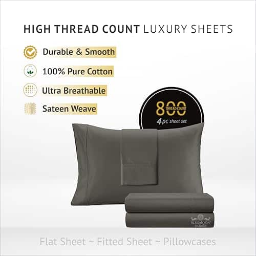 Juego de Sábanas de Lino Twin 800 TC 100% Algodón Egipcio - - Imagen 3