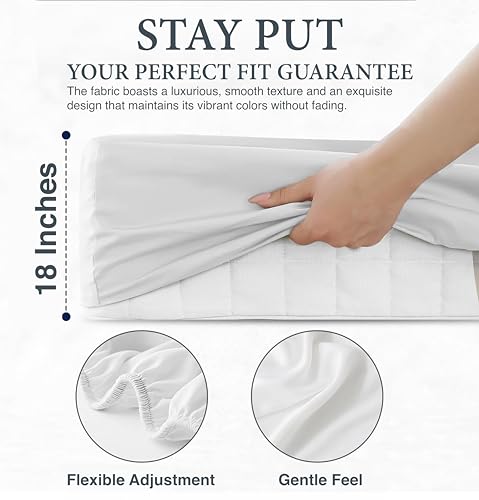 Juego de sábanas de algodón egipcio de tamaño completo de - Imagen 10