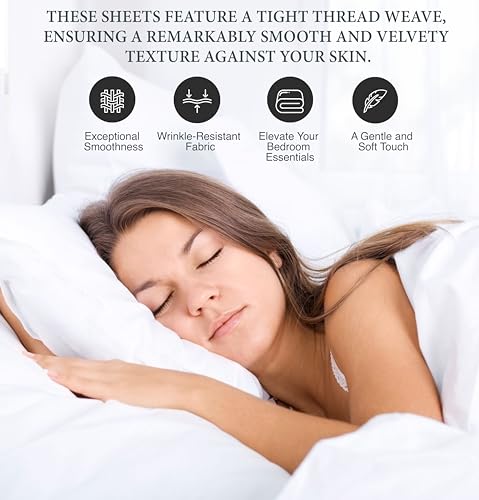 Juego de sábanas de algodón egipcio de tamaño completo de - Imagen 6