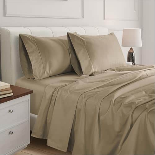 Juego de sábanas de algodón egipcio de tamaño completo de - Imagen 4