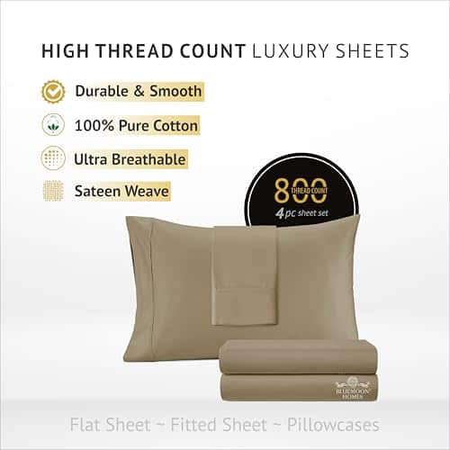 Juego de sábanas de algodón egipcio de tamaño completo de - Imagen 3