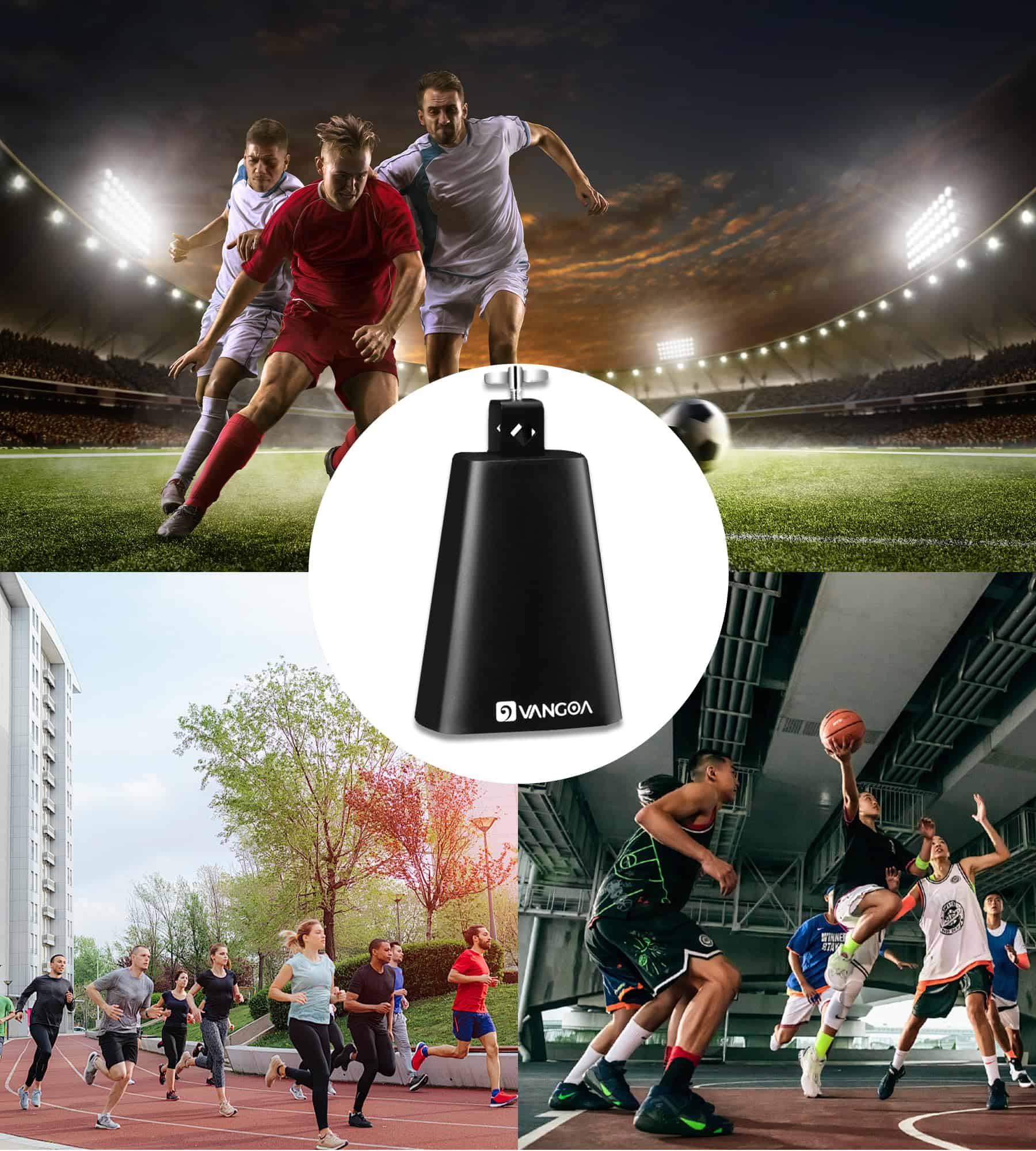 Vangoa 7 Pulgadas Metal Steel Cow Bell Noise Maker Cowbell - Imagen 4