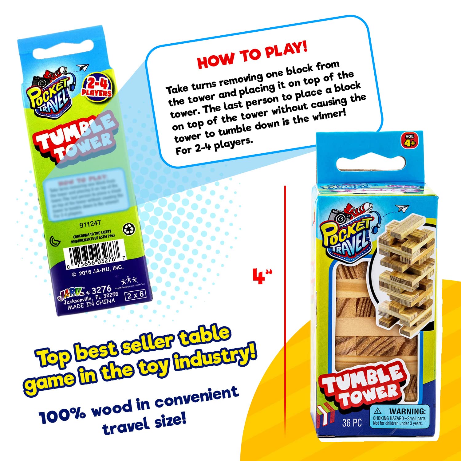 Juego Clásico de Torre de Madera Real Mini JA-RU (12 - Imagen 4