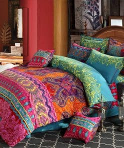 Juego de Cama Bohemia Étnico de 4 Piezas Full Size, Juego