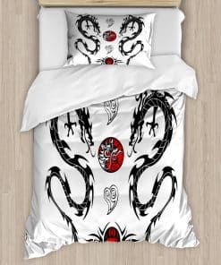 Juego de Funda de Edredón con Diseño de Dragón Japonés