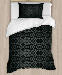 Juego de Funda Nórdica Ambesonne Gris Oscuro, Patrón Celta