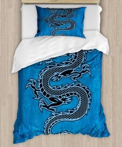 Juego de Cubierta de Edredón Ambesonne Dragón Japonés,